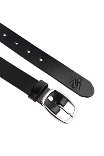 Merry Style Ceinture en cuir pour femme 3 cm D41, Noir-2/Boucle Ronde, 91 cm Largo total 109 cm 