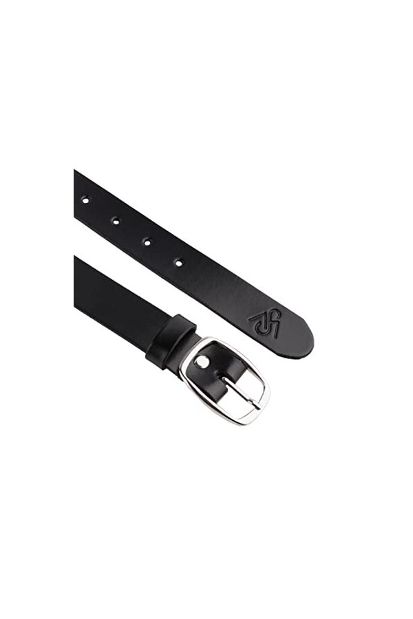 Merry Style Ceinture en cuir pour femme 3 cm D41, Noir-2/Boucle Ronde, 91 cm Largo total 109 cm 
