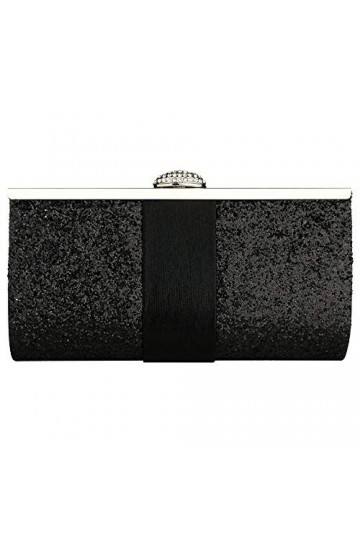 Sac à main élégant à paillettes pour femme - Sac à main de soirée - Sac à bandoulière pour femme - Mariage - Noir - Noir , Ta