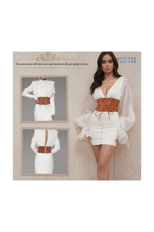 WERFORU Lot de 2 ceintures pour femme - Ceinture large élastique pour Halloween, B-noir+café, S:Passend für Taillengröße 60-6