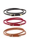 GHEDSHGF Lot de 3 ceintures tressées de 100 cm pour femme - Noir - Ceinture fine élastique pour robe jean - Ceinture décorati