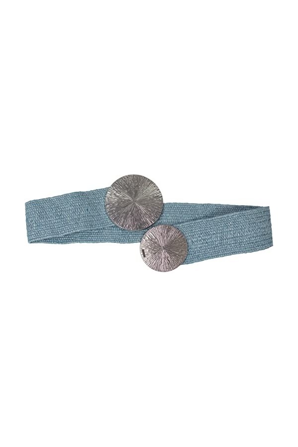 fashionchimp ® Ceinture pour femme en raphia extensible style bohème avec fermoir à plaque, longueur flexible, bleu, 80 - 95 