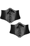 Dalettu Lot de 2 ceintures en cuir pour femme - Large ceinture à lacets - Ceinture élastique vintage à lacets - Pour fête dH