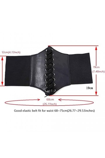 Dalettu Lot de 2 ceintures en cuir pour femme - Large ceinture à lacets - Ceinture élastique vintage à lacets - Pour fête dH
