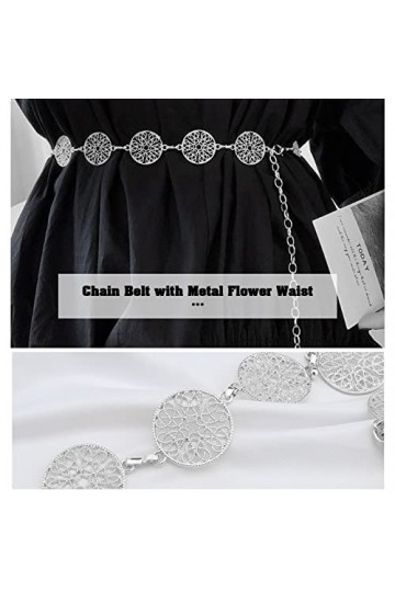 VGOL Ceinture de taille en alliage Chaînes de roses Ceinture Ceinture décorative Ceinture à vêtements Chaîne de taille réglab