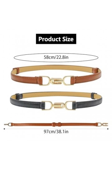 DARENYI 2 Pièces Ceinture Femme Cuir Reglable Ceinture Elastique Femme pour Jeans, Pantalons, Robes