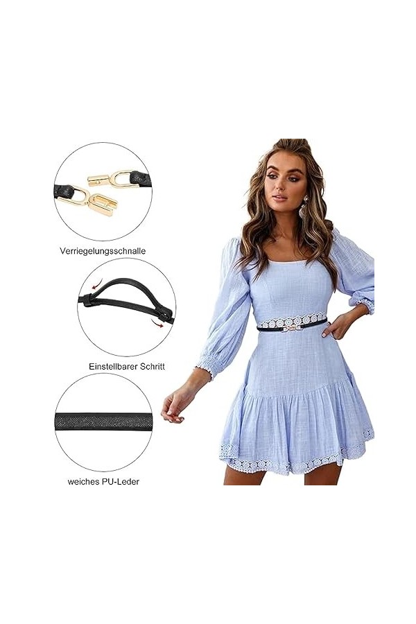 YUFFQOPC Lot de 2 ceintures fines pour femme - Ceinture réglable pour femme - Style simple - Design unique - Avec boucle en m
