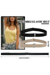 BLMHTWO Lot de 2 ceintures élastiques invisibles réglables sans boucle pour femme avec boucle plate en métal pour jeans, pant