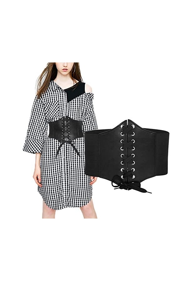 Lufcziel Ceinture corset pour femme, large ceinture élastique nouée, ceinture élastique à lacets, ceinture extensible pour ro