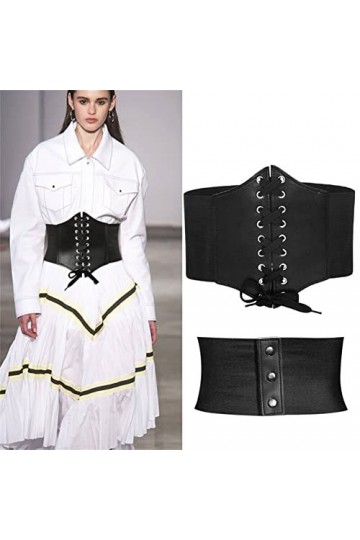 Lufcziel Ceinture corset pour femme, large ceinture élastique nouée, ceinture élastique à lacets, ceinture extensible pour ro