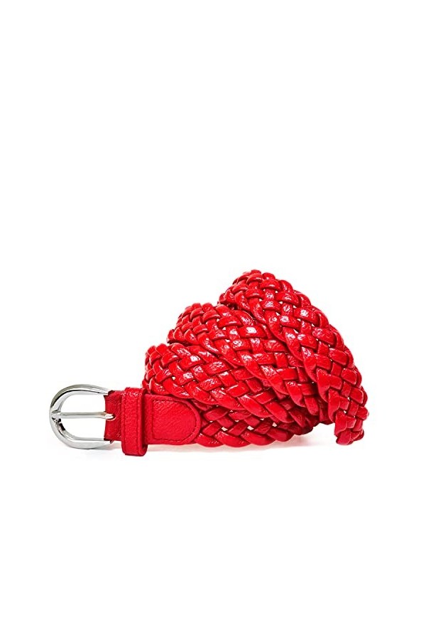 Gloop Ceinture tressée étroite pour femme - Taille unique - Convient pour jupe, robe, veste et jeans - 3 cm de large, rouge, 