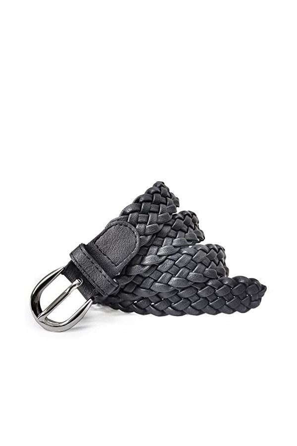 Gloop Ceinture tressée étroite pour femme - Taille unique - Convient pour jupe, robe, veste et jeans - 3 cm de large, gris, t