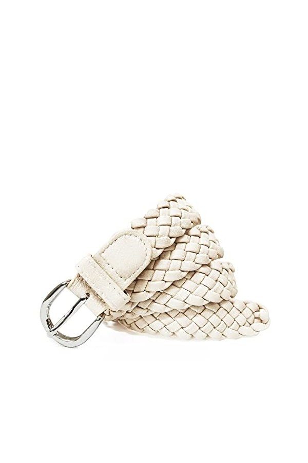 Gloop Ceinture tressée étroite pour femme - Taille unique - Convient pour jupe, robe, veste et jeans - 3 cm de large, crème, 