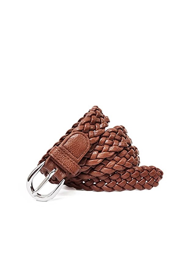 Gloop Ceinture tressée étroite pour femme - Taille unique - Convient pour jupe, robe, veste et jeans - 3 cm de large, marron,