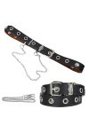 DOYUKY Ceinture Perforée pour Femme, Ceinture En Jean pour Homme, Ceinture Fine En Cuir Pu Noir, Ceinture à Rivets Creux, Cha