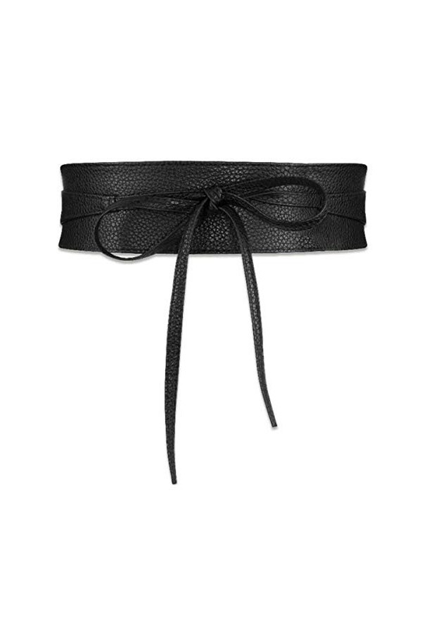 Wonolo Ceinture large en cuir élastique pour femme Noir