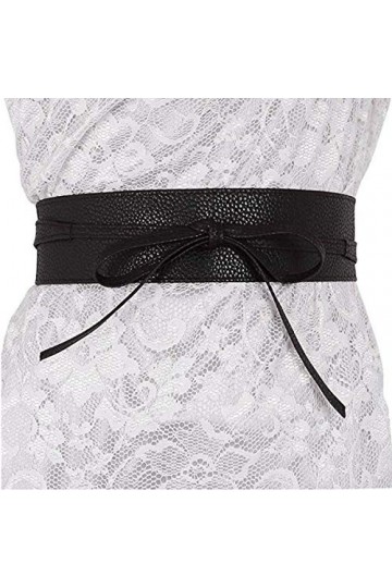 Wonolo Ceinture large en cuir élastique pour femme Noir