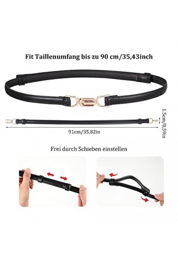 worahroe Lot de 2 ceintures en cuir pour femme - Ceinture fine réglable - Ceinture fine en cuir pour pantalon en jean, robe, 