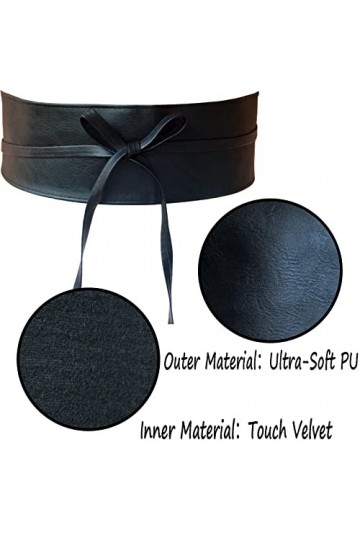 Ceinture large en similicuir souple pour femme - Ceinture Obi pour robe noir et marron 