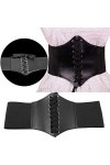 Corset large bande élastique en cuir noir