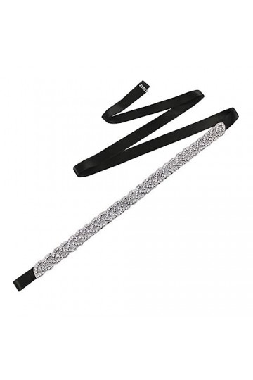 UPSTORE Ceinture de mariée en cristal avec strass étincelants pour robes de bal de fin dannée, accessoires, Noir , 270 x 2.5