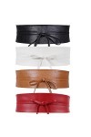 WERFORU Obi Ceinture large pour femme en cuir synthétique souple pour Halloween, Noir/blanc/marron/rouge, M/taille 76-90cm