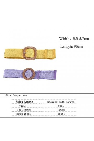 Eterspr 2 Pièces Ceinture de Robe Stretch Tressée, Ceinture de Taille en Paille, Ceinture en Paille Tissée Femme, pour Les Va