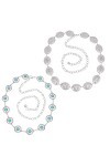 GORGECRAFT 2 Styles Fleur Turquoise Concho Chaîne Ceinture Western Argent Métal Chaîne Ceintures Réglable Synthétique Perlé C