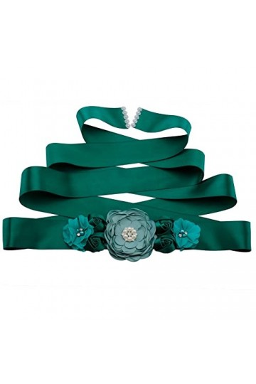 SHTGOI Ceinture de mariage pour femme - Strass - Ceinture de mariée - Ceinture florale - Ruban de satin - Perles - Robe de ma