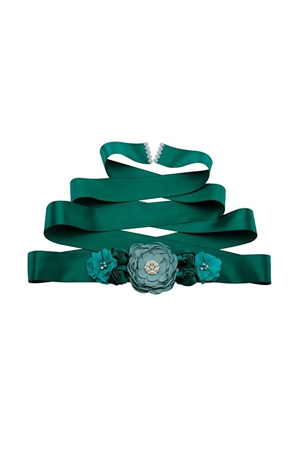 SHTGOI Ceinture de mariage pour femme - Strass - Ceinture de mariée - Ceinture florale - Ruban de satin - Perles - Robe de ma