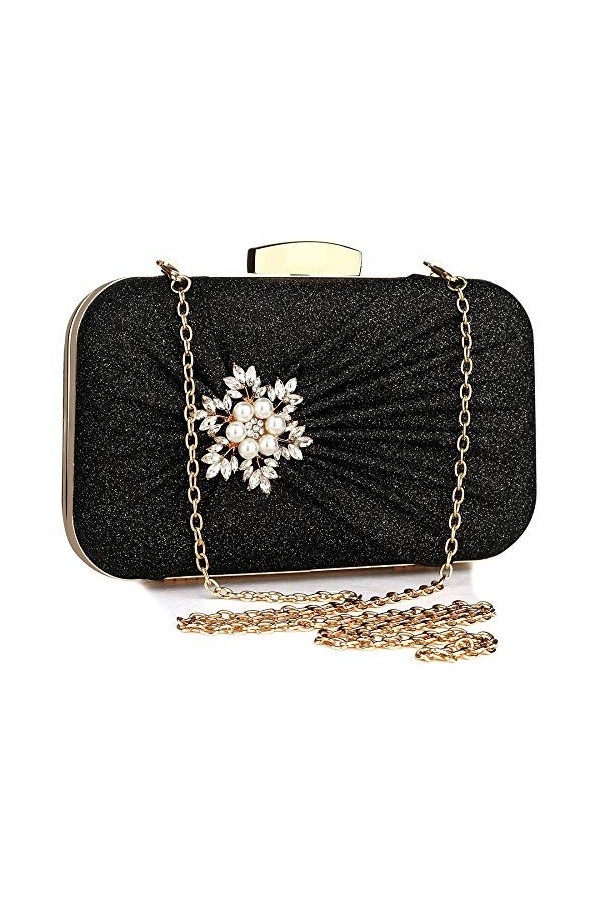 Petit sac à main à perles et à bandoulière pour femme - Beige - rose gold, Taille unique