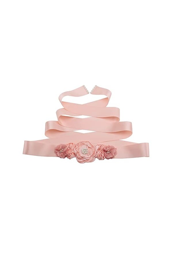 SHTGOI Ceinture de mariage pour femme - Strass - Ceinture de mariée - Ceinture florale - Ruban de satin - Perles - Robe de ma