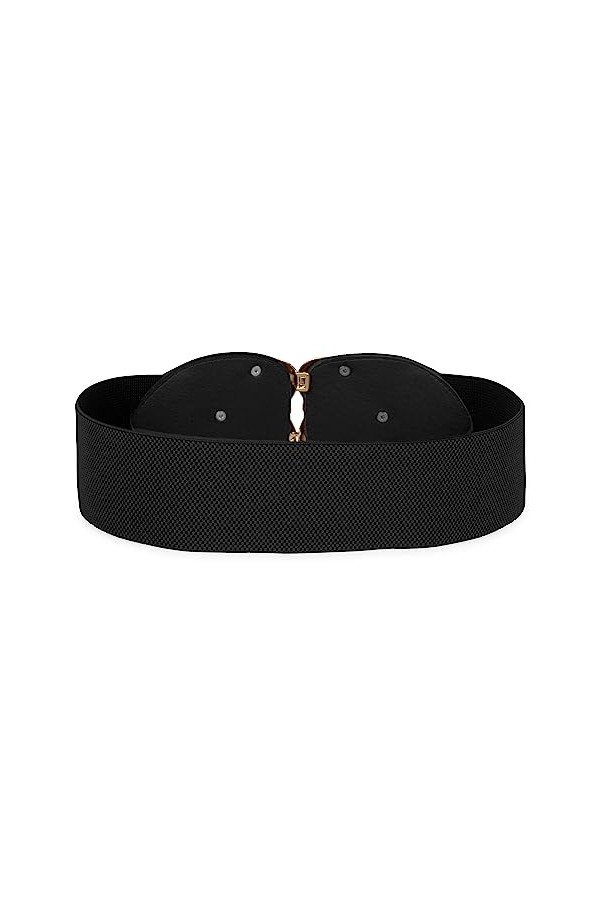Bolerose Large Ajustable Élastique extensible Ceinture Rétro Cœur doré Boucle Taille Ceinture Noir, S 