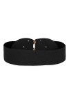 Bolerose Large Ajustable Élastique extensible Ceinture Rétro Cœur doré Boucle Taille Ceinture Noir, S 