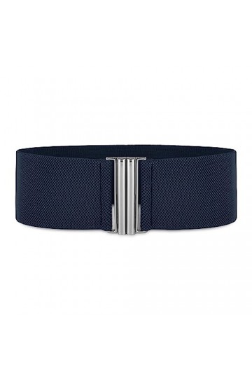 Bolerose Large Taille Ajustable Élastique extensible Ceinture Rétro Fermoir vertical Boucle Ceinture Bleu nuit, M 