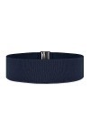 Bolerose Large Taille Ajustable Élastique extensible Ceinture Rétro Fermoir vertical Boucle Ceinture Bleu nuit, M 