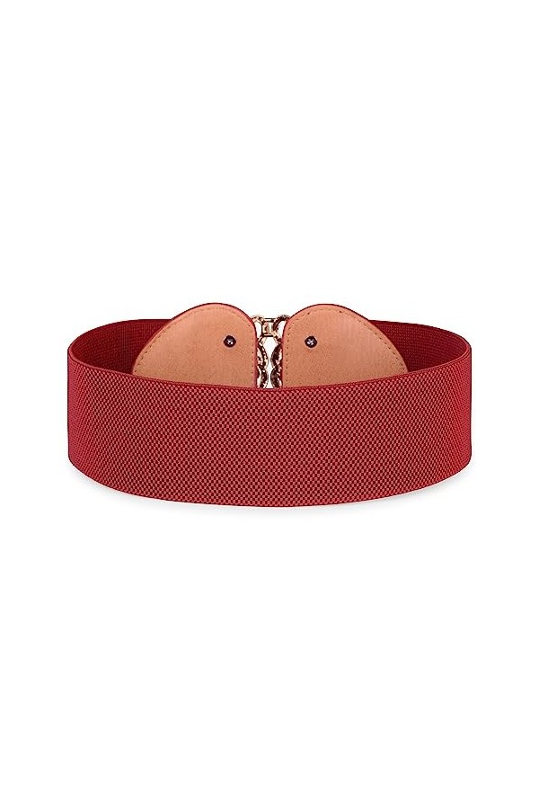 Bolerose Large Ajustable Élastique extensible Ceinture Rétro Or Méduse Boucle Taille Ceinture Rouge, XL 