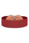 Bolerose Large Ajustable Élastique extensible Ceinture Rétro Or Méduse Boucle Taille Ceinture Rouge, XL 