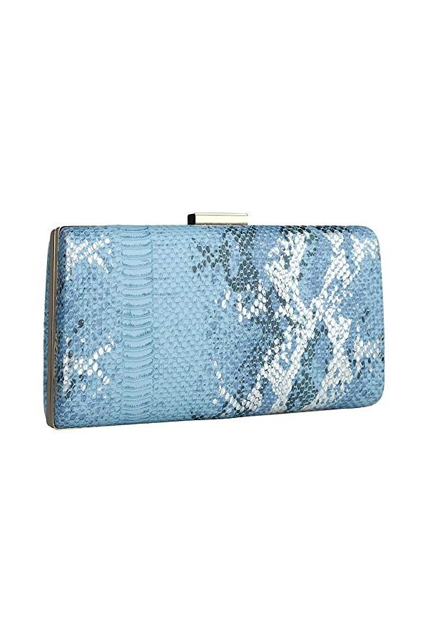 Milky Way Pochette pour femme avec imprimé serpent - Pour mariage, soirée, bal de fin dannée, croisière, bleu, Taille unique