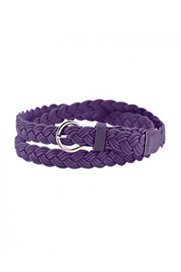 sourcing map Ceinture tressée maigre pour femmes avec boucle à ardillon réglable, tissage décontracté Violet Taille:26-33
