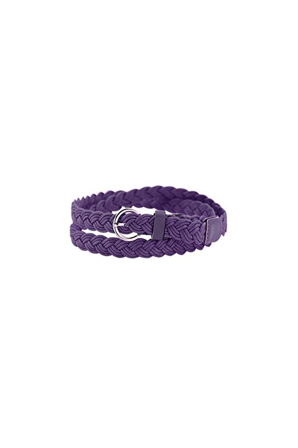 sourcing map Ceinture tressée maigre pour femmes avec boucle à ardillon réglable, tissage décontracté Violet Taille:26-33