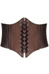 HANERDUN Ceinture Corset pour Femme Cuir Corset à Lacets Ceinture Élastique Ceinture Rétro Cinch Quatre Tailles - Marron Brun