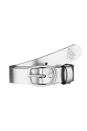 Merry Style Ceinture en cuir pour femme 3 cm D41, Logo argenté, 97 cm Largo total 114 cm 
