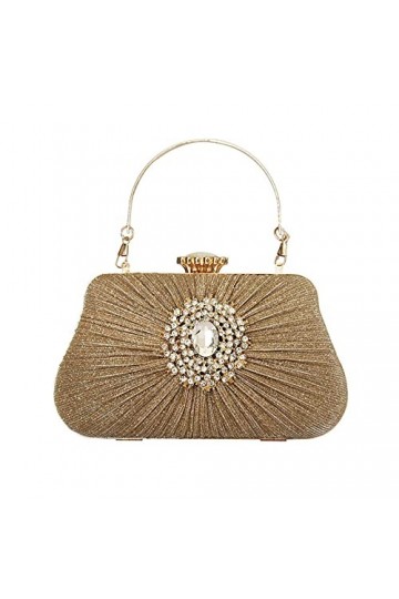 Milky Way Pochette à paillettes pour femme avec strass, doré