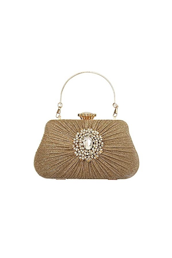 Milky Way Pochette à paillettes pour femme avec strass, doré