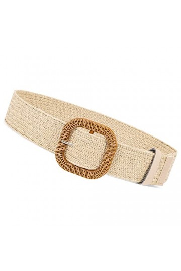 XZQTIVE Ceinture tissée pour femme - En paille - Élastique - Taille élastique - Style bohème - Pour lété - Robe de plage, A-