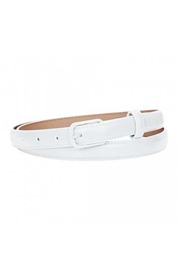 XZQTIVE Ceinture skinny pour femme Jeans fine en cuir avec boucle en métal noir, 3 - Blanc., M: 110cm Passt Taillengröße 88-1