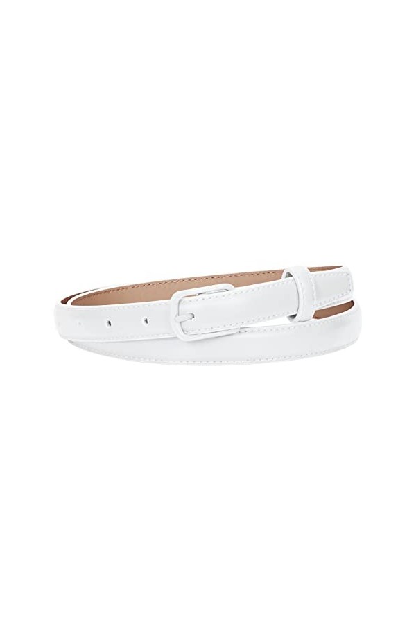 XZQTIVE Ceinture skinny pour femme Jeans fine en cuir avec boucle en métal noir, 3 - Blanc., M: 110cm Passt Taillengröße 88-1