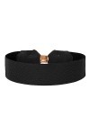 Bolerose Large Ajustable Élastique extensible Ceinture Rétro Nœud doré Boucle Taille Ceinture Noir, XL 