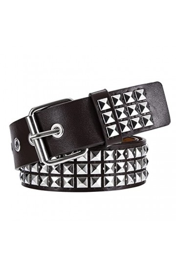 Newellsail Ceinture Cloutée Ceinture à Rivets Rock Ceinture Punk en Cuir PU avec Clous Pyramidaux Brillante pour Femme et Hom